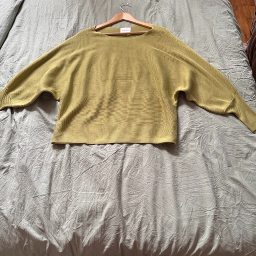 Crop Dolman-sleeve Ribbed Knit Sweater (Sz. XL)